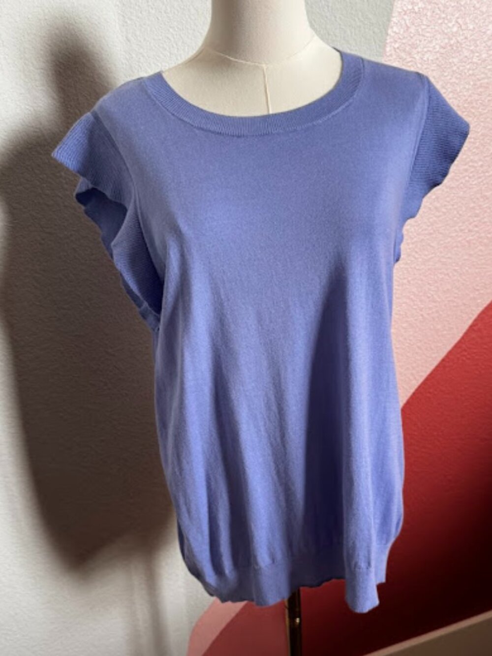 LOFT Periwinkle Flutter Sleeve Lightweight Sweater, Size Large *EPOC - Picture 2 of 4